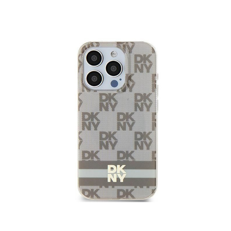 Apple iPhone 11 Hülle DKNY Checkered Pattern Printed Stripes MagSAFE  Beige 