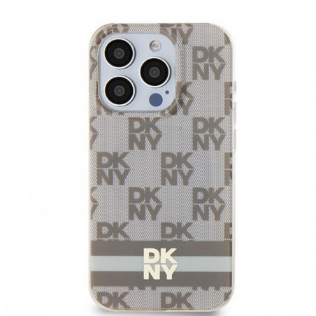 Apple iPhone 13 Pro Hülle DKNY Checkered Pattern Printed Stripes MagSAFE  Beige 