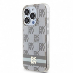 Apple iPhone 13 Pro Hülle DKNY Checkered Pattern Printed Stripes MagSAFE  Beige 