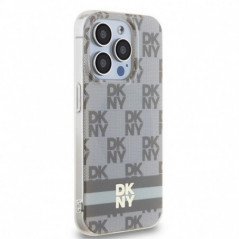 Apple iPhone 13 Pro Hülle DKNY Checkered Pattern Printed Stripes MagSAFE  Beige 