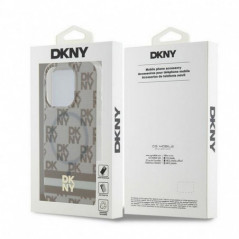 Apple iPhone 13 Pro Hülle DKNY Checkered Pattern Printed Stripes MagSAFE  Beige 