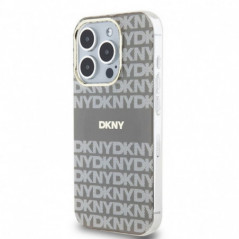 Apple iPhone 15 Pro Hülle DKNY Repeat Texture Pattern Stripe MagSAFE  Beige