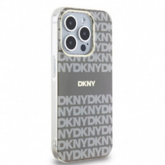 Apple iPhone 15 Pro Hülle DKNY Repeat Texture Pattern Stripe MagSAFE  Beige 