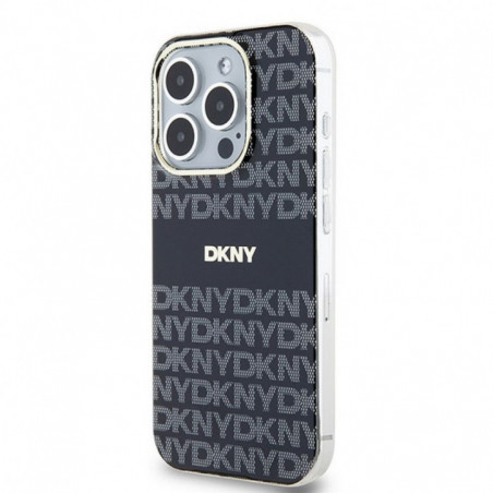 Apple iPhone 13 Pro Hülle DKNY Repeat Texture Pattern Stripe MagSAFE  Schwarz 