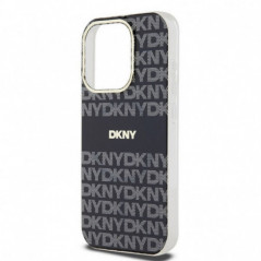 Apple iPhone 13 Pro Hülle DKNY Repeat Texture Pattern Stripe MagSAFE  Schwarz 