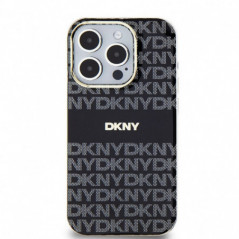 Apple iPhone 13 Pro Max Hülle DKNY Repeat Texture Pattern Stripe MagSAFE  Schwarz 