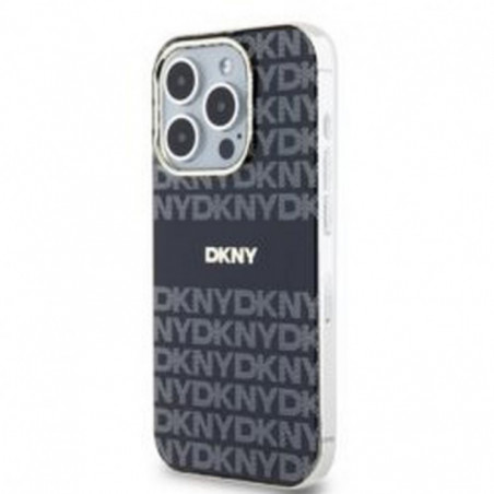 Apple iPhone 14 Pro Hülle DKNY Repeat Texture Pattern Stripe MagSAFE  Schwarz 