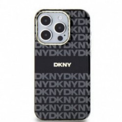 Apple iPhone 14 Pro Hülle DKNY Repeat Texture Pattern Stripe MagSAFE  Schwarz 