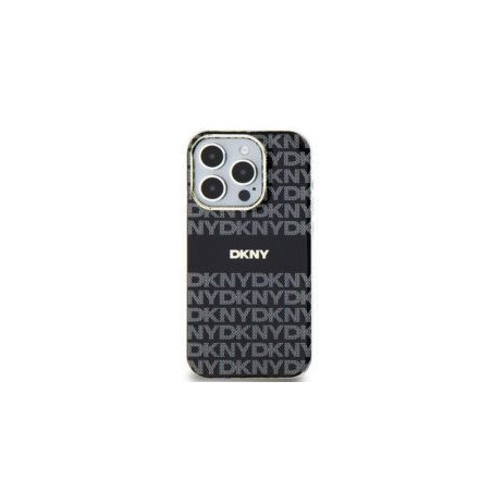 Apple iPhone 15 Hülle DKNY Repeat Texture Pattern Stripe MagSAFE  Schwarz