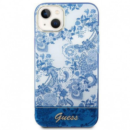 Apple iPhone 14 Hülle Guess IML Electro Cam TDJ Blau 