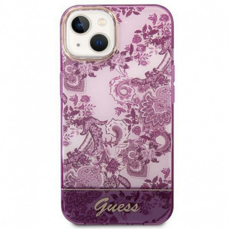 Apple iPhone 14 Hülle Guess IML Electro Cam TDJ Fuchsie