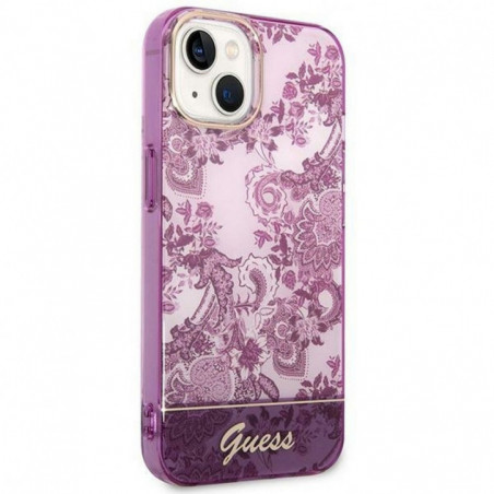 Apple iPhone 14 Hülle Guess IML Electro Cam TDJ Fuchsie 