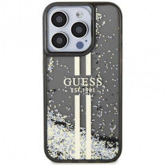 Apple iPhone 15 Pro Max Hülle Guess Liquid Glitter Gold Stripes Schwarz 