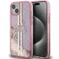 Apple iPhone 15 Hülle Guess Liquid Glitter Gold Stripes Rosa 