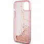 Apple iPhone 15 Hülle Guess Liquid Glitter Gold Stripes Rosa 