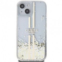 Apple iPhone 15 Hülle Guess Liquid Glitter Gold Stripes Durchsichtbar 