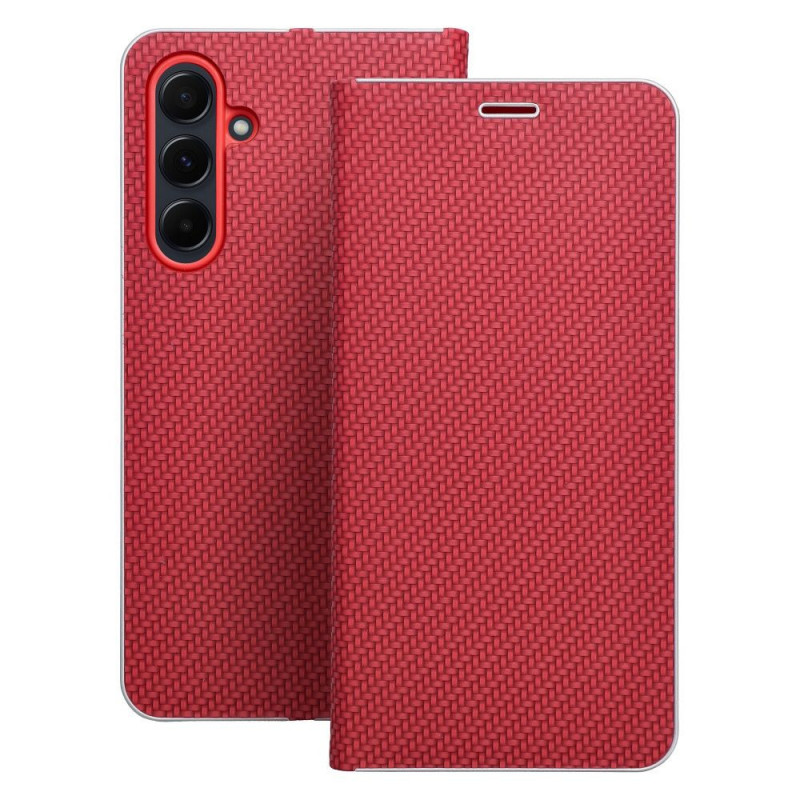 XIAOMI Redmi 13C Book Handytaschen LUNA Book Carbon Kohlenstoff-Faser, Elegant  Rot 