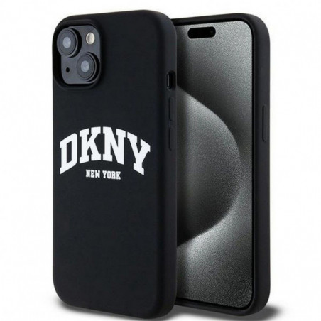 Apple iPhone 14 Hülle DKNY Silicone White Arch Logo MagSAFE  Schwarz 