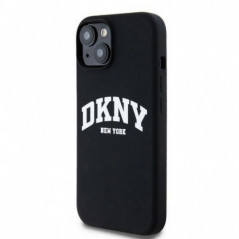 Apple iPhone 15 Hülle DKNY Silicone White Arch Logo MagSAFE  Schwarz