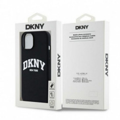 Apple iPhone 15 Hülle DKNY Silicone White Arch Logo MagSAFE  Schwarz 