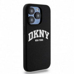 Apple iPhone 15 Pro Hülle DKNY Silicone White Arch Logo MagSAFE  Schwarz 