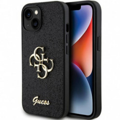 Apple iPhone 15 Plus Hülle Guess Fixed Glitter Big 4G Schwarz