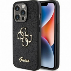 Apple iPhone 15 Pro Hülle Guess Fixed Glitter Big 4G Schwarz