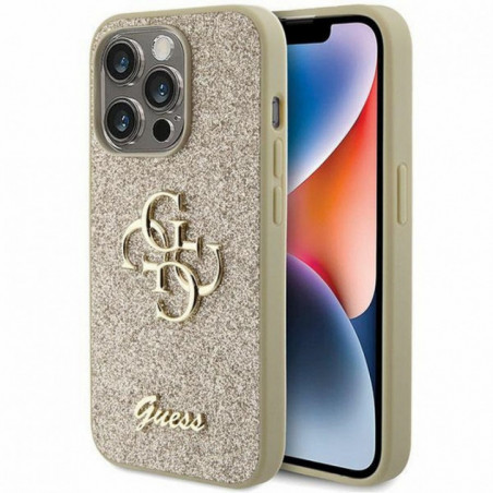 Apple iPhone 15 Pro Hülle Guess Fixed Glitter Big 4G Gold