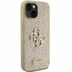 Apple iPhone 15 Hülle Guess Fixed Glitter Big 4G Gold 