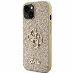 Apple iPhone 15 Hülle Guess Fixed Glitter Big 4G Gold 