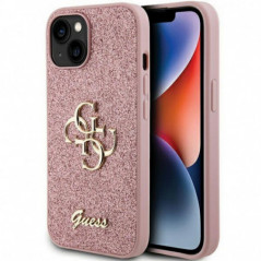 Apple iPhone 15 Hülle Guess Fixed Glitter Big 4G Rosa 