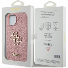 Apple iPhone 15 Hülle Guess Fixed Glitter Big 4G Rosa 