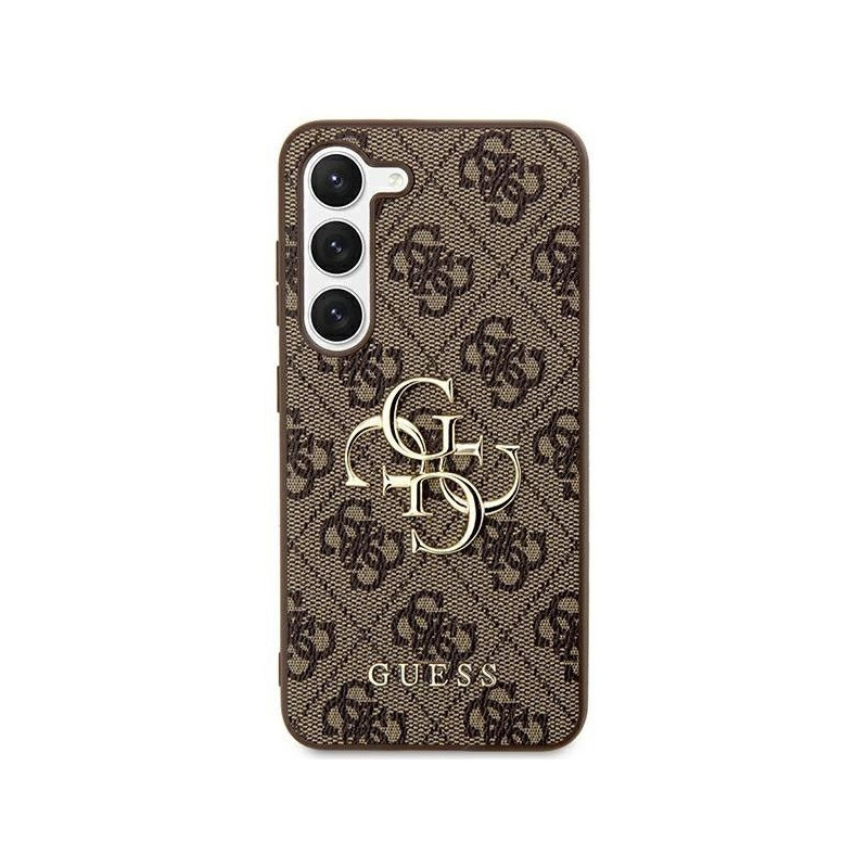 Samsung Galaxy S24 ULTRA Hülle Guess Leather 4G Metal Logo Braun 