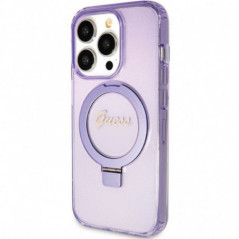 Apple iPhone 15 Pro Hülle Guess Glitter Script Logo - Ring stand MagSAFE  Lila (Purple) 