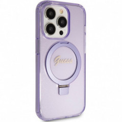 Apple iPhone 15 Pro Hülle Guess Glitter Script Logo - Ring stand MagSAFE  Lila (Purple) 