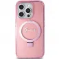 Apple iPhone 15 Pro Max Hülle Guess Glitter Script Logo - Ring stand MagSAFE  Rosa 