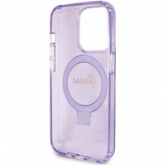 Apple iPhone 15 Pro Max Hülle Guess Glitter Script Logo - Ring stand MagSAFE  Lila (Purple) 