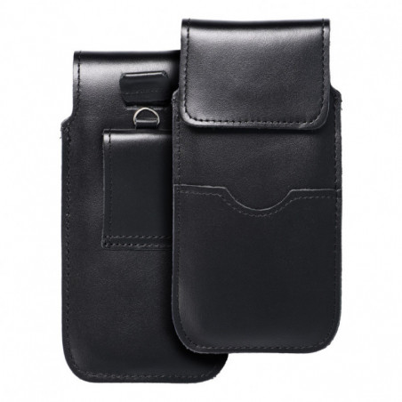 Apple iPhone 7 Universaletui, Gürtelholster ROYAL - Leather universal flap pocket Schwarz 