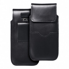 Apple iPhone 8 Universaletui, Gürtelholster ROYAL - Leather universal flap pocket Schwarz