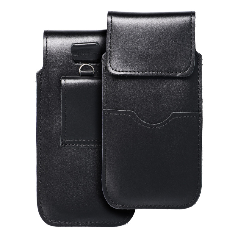 Apple iPhone 8 Universaletui, Gürtelholster ROYAL - Leather universal flap pocket Schwarz 