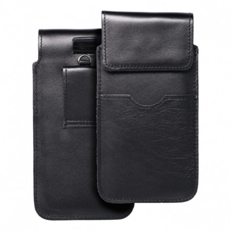 Samsung Galaxy A12 Universaletui, Gürtelholster ROYAL - Leather universal flap pocket Schwarz