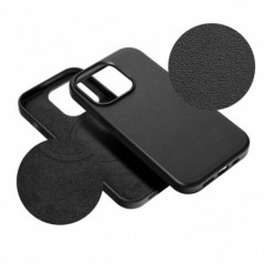 Apple iPhone 16 Hülle Leather Mag Cover Elegant  MagSAFE  Schwarz 