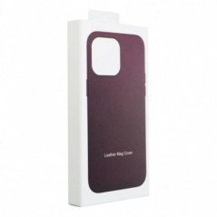 Apple iPhone 16 Hülle Leather Mag Cover Elegant  MagSAFE  Dunkelviolett 