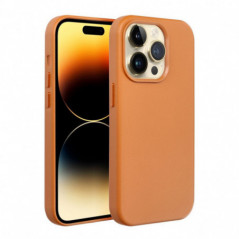 Apple iPhone 16 Pro Hülle Leather Mag Cover Elegant  MagSAFE  Orange 