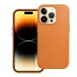 Apple iPhone 16 Pro Hülle Leather Mag Cover Elegant  MagSAFE  Orange 