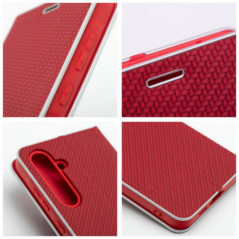 Samsung Galaxy S22 Book Handytaschen LUNA Book Carbon Kohlenstoff-Faser, Elegant  Rot 