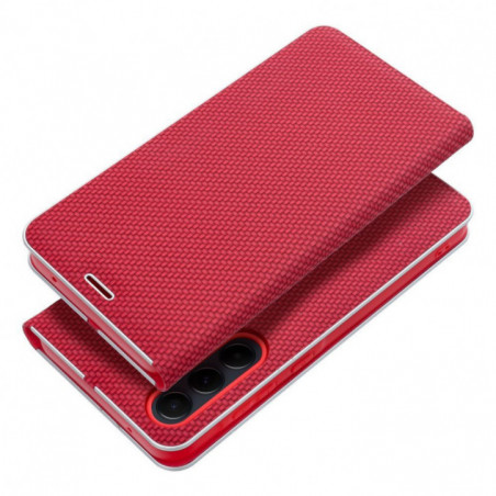 Samsung Galaxy S23 5G Book Handytaschen LUNA Book Carbon Kohlenstoff-Faser, Elegant  Rot 