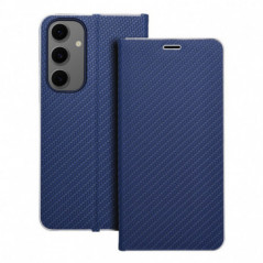 Samsung Galaxy S24 FE Book Handytaschen LUNA Book Carbon Kohlenstoff-Faser, Elegant  Blau
