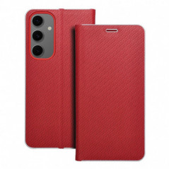 Samsung Galaxy S24 FE Book Handytaschen LUNA Book Carbon Kohlenstoff-Faser, Elegant  Rot