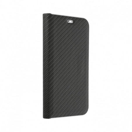 Apple iPhone 16 Book Handytaschen LUNA Book Carbon Kohlenstoff-Faser, Elegant  Schwarz